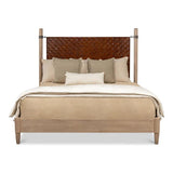 Marcus King Bed Frame Brown Leather Beds LOOMLAN By Sarreid