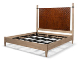 Marcus King Bed Frame Brown Leather Beds LOOMLAN By Sarreid