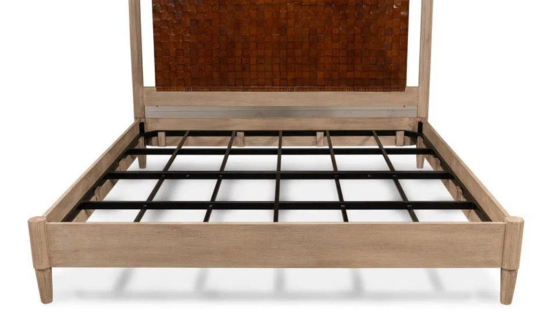 Marcus King Bed Frame Brown Leather Beds LOOMLAN By Sarreid