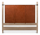 Marcus King Bed Frame Brown Leather Beds LOOMLAN By Sarreid