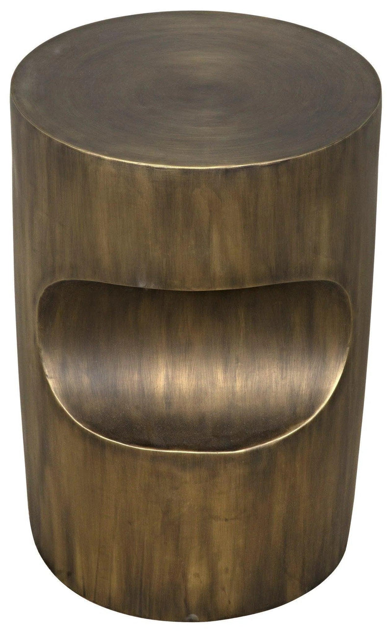 Margo Steel Round Side Table With Aged Brass Finish Side Tables LOOMLAN By Noir