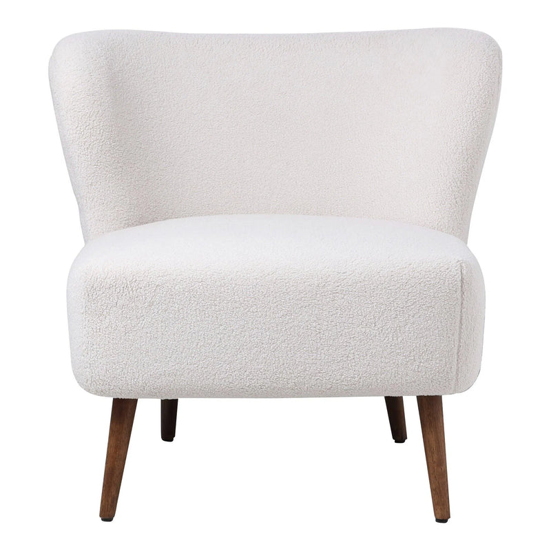 Margot Polyester Upholstered Cream Armless Accent Chair Club Chairs LOOMLAN By Moe's Home