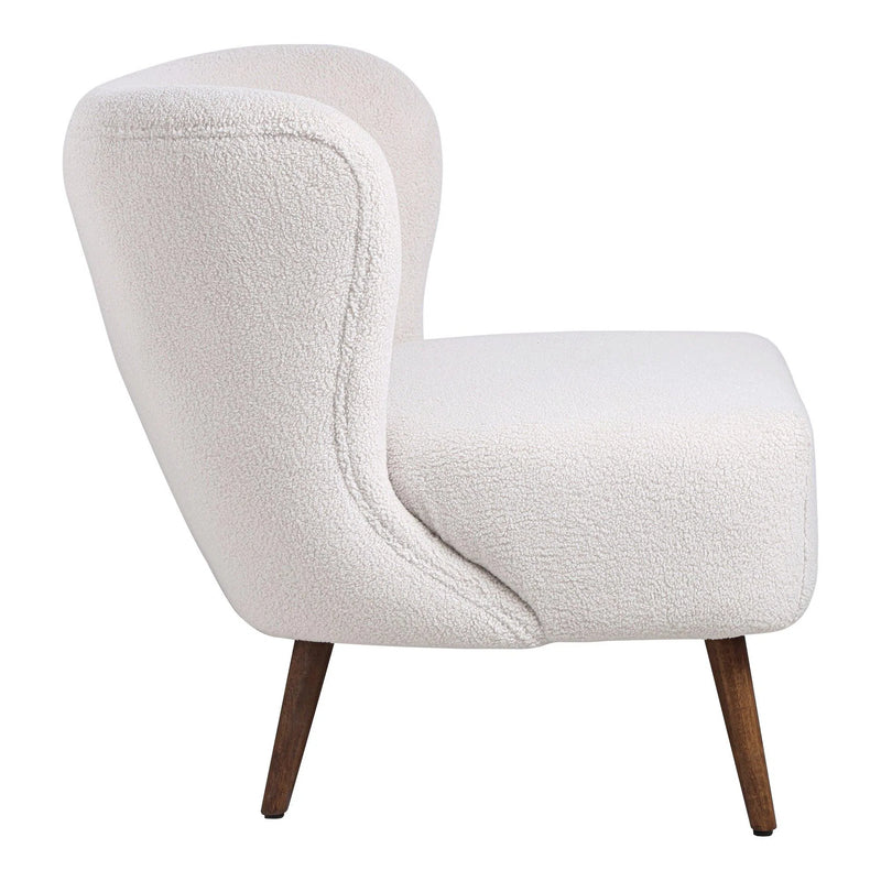 Margot Polyester Upholstered Cream Armless Accent Chair Club Chairs LOOMLAN By Moe's Home