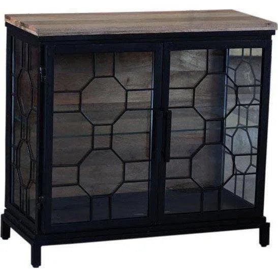 Mariani 2 Door Iron and Wood Cabinet Accent Cabinets LOOMLAN By LOOMLAN