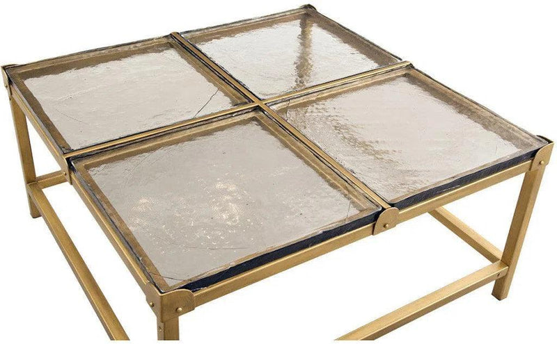 Marisa Iron and Cast Glass Gold Rectangular Cocktail Table Coffee Tables LOOMLAN By Bassett Mirror