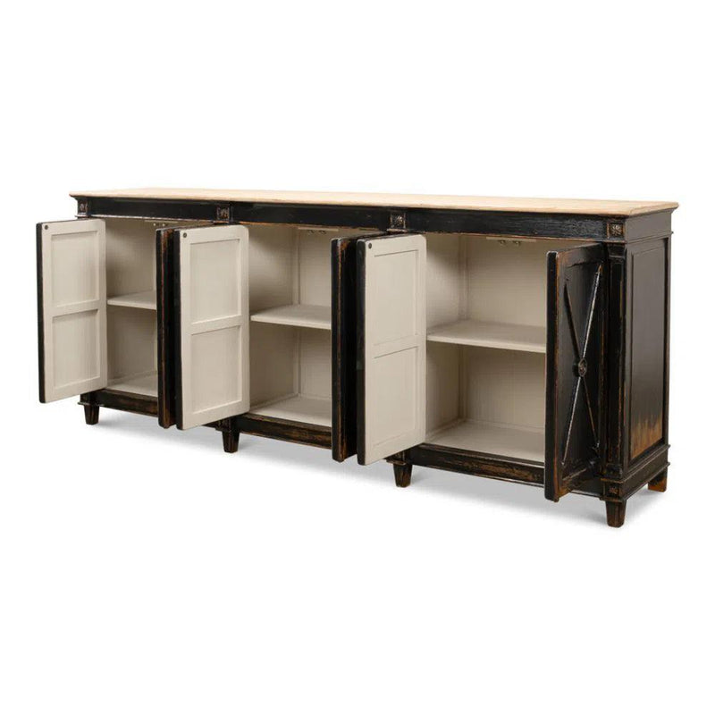 Marksman Extra Wide Sideboard Antique Ebony Sideboards LOOMLAN By Sarreid