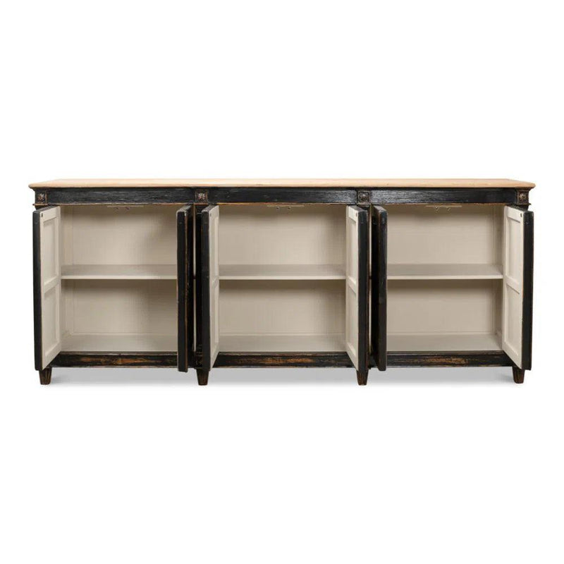 Marksman Extra Wide Sideboard Antique Ebony Sideboards LOOMLAN By Sarreid