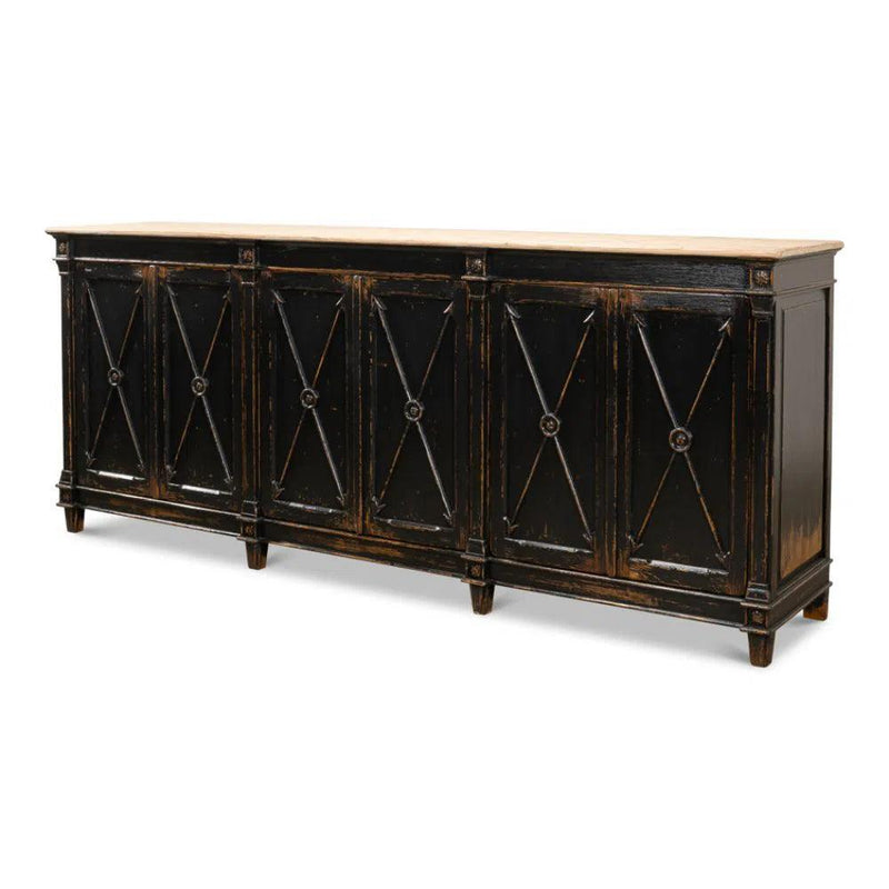 Marksman Extra Wide Sideboard Antique Ebony Sideboards LOOMLAN By Sarreid