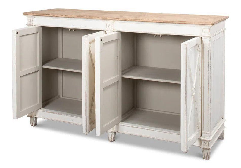 Marksman Sideboard Whitewash Finish Sideboards LOOMLAN By Sarreid