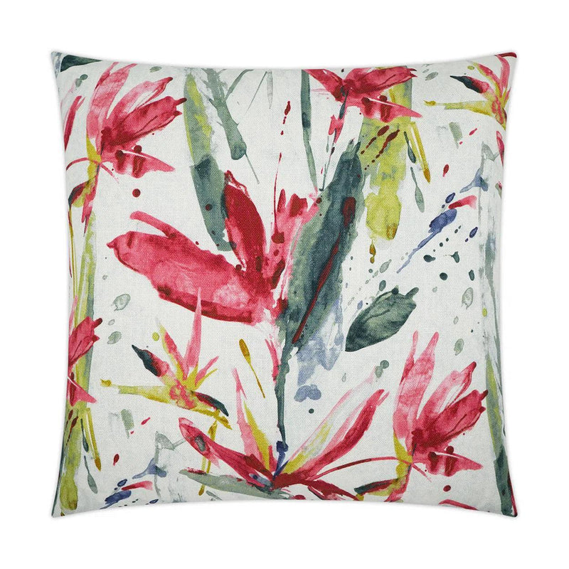 Marlot Fuchsia Beach Floral Fuchsia Green Large Throw Pillow With Insert Throw Pillows LOOMLAN By D.V. Kap