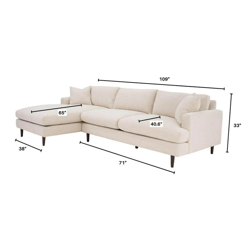 Martha Left Sectional Sofa - Beach Alabaster Sectionals LOOMLAN By LH Imports