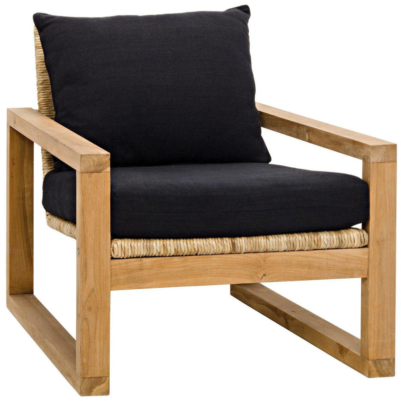 Martin Teak Frame Arm Chair With Black Woven Fabric Club Chairs LOOMLAN By Noir