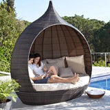 Martinique Beach Daybed Brown & Beige Outdoor Cabanas & Loungers LOOMLAN By Zuo Modern