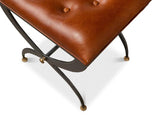 Mathsson Leather and Iron FootStool Poufs and Stools LOOMLAN By Sarreid