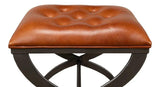 Mathsson Leather and Iron FootStool Poufs and Stools LOOMLAN By Sarreid