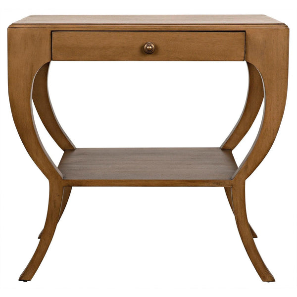 Maude Wood Saddle Brown Rectangle Side Table Side Tables LOOMLAN By Noir