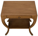 Maude Wood Saddle Brown Rectangle Side Table Side Tables LOOMLAN By Noir