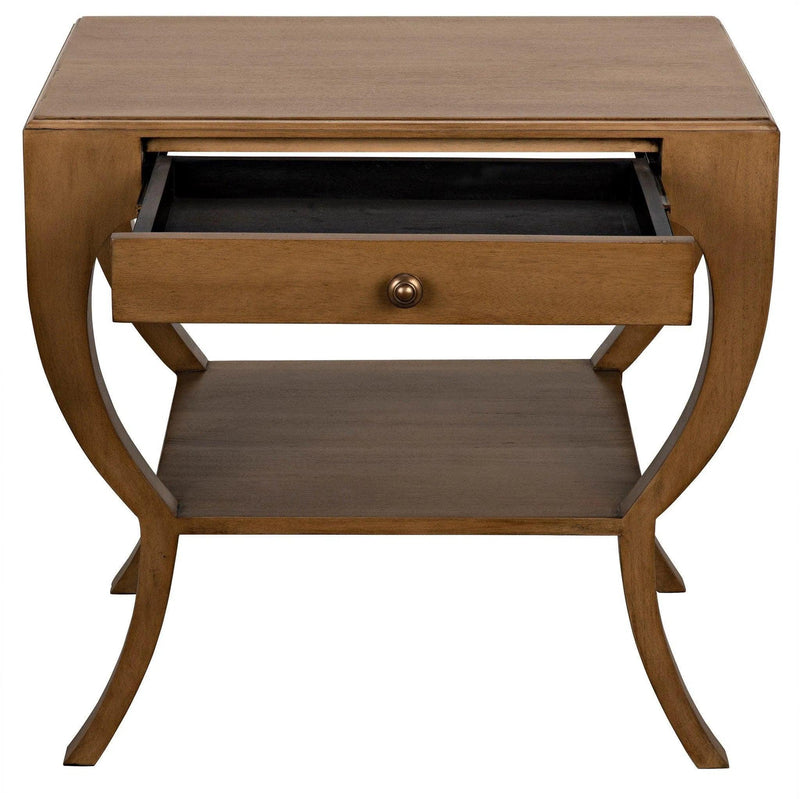 Maude Wood Saddle Brown Rectangle Side Table Side Tables LOOMLAN By Noir