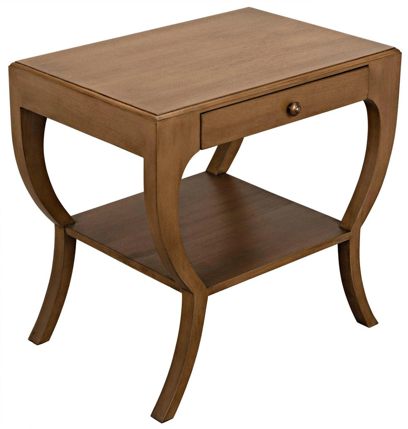 Maude Wood Saddle Brown Rectangle Side Table Side Tables LOOMLAN By Noir