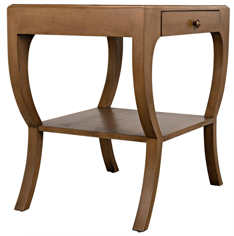 Maude Wood Saddle Brown Rectangle Side Table Side Tables LOOMLAN By Noir