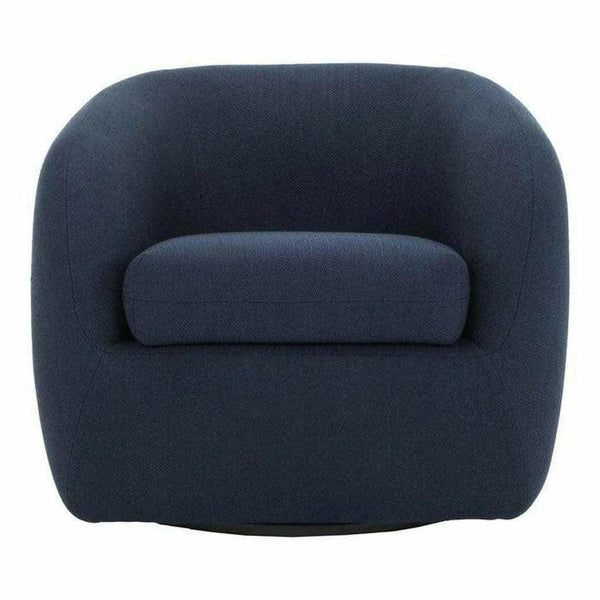 Maurice Dark Blue Swivel Bucket Chair Tweed Fabric Club Chairs LOOMLAN By Moe's Home