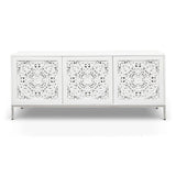 Maya Polished Chrome Based Wooden White Buffet Buffets LOOMLAN By Urbia