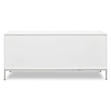 Maya Polished Chrome Based Wooden White Buffet Buffets LOOMLAN By Urbia