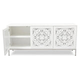 Maya Polished Chrome Based Wooden White Buffet Buffets LOOMLAN By Urbia