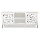 Maya Polished Chrome Based Wooden White Buffet Buffets LOOMLAN By Urbia