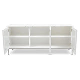 Maya Polished Chrome Based Wooden White Buffet Buffets LOOMLAN By Urbia