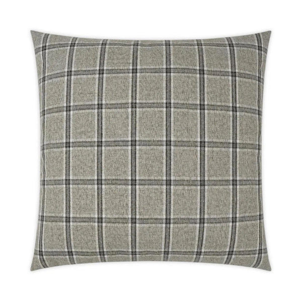 Mayfair Zinc Plaid Check Grey Large Throw Pillow With Insert Throw Pillows LOOMLAN By D.V. Kap