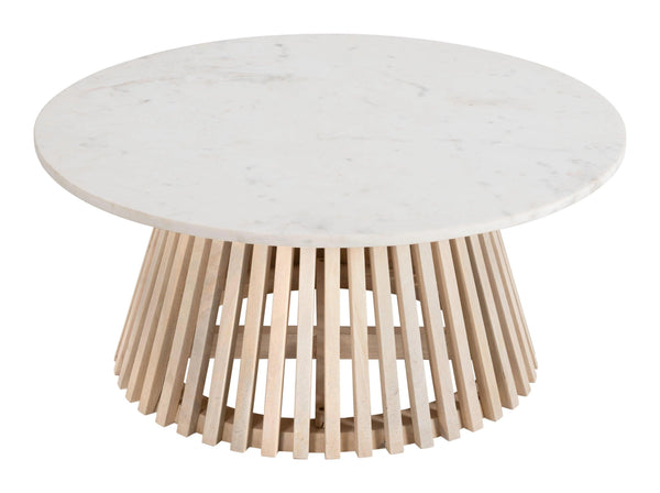 Mazara Coffee Table White & Natural Coffee Tables LOOMLAN By Zuo Modern