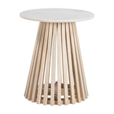 Mazara Side Table White & Natural Side Tables LOOMLAN By Zuo Modern