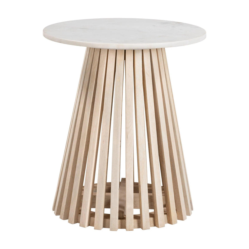 Mazara Side Table White & Natural Side Tables LOOMLAN By Zuo Modern