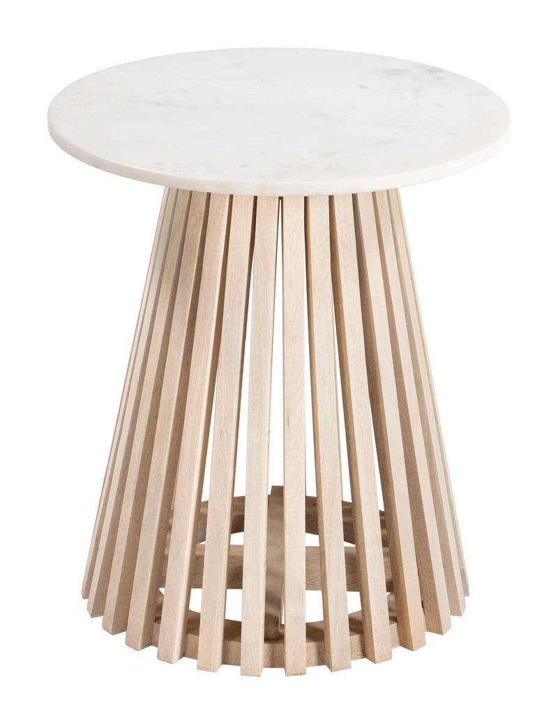 Mazara Side Table White & Natural Side Tables LOOMLAN By Zuo Modern