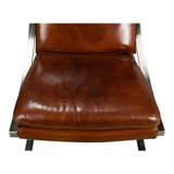 Mc Queen Slipper Chair Brown Leather Accent Chairs LOOMLAN By Sarreid