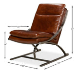 Mc Queen Slipper Chair Brown Leather Accent Chairs LOOMLAN By Sarreid