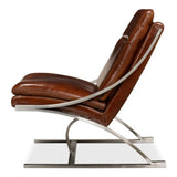 Mc Queen Slipper Chair Brown Leather Accent Chairs LOOMLAN By Sarreid