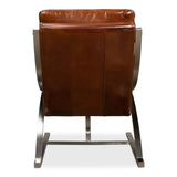 Mc Queen Slipper Chair Brown Leather Accent Chairs LOOMLAN By Sarreid