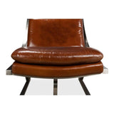 Mc Queen Slipper Chair Brown Leather Accent Chairs LOOMLAN By Sarreid