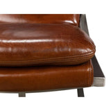 Mc Queen Slipper Chair Brown Leather Accent Chairs LOOMLAN By Sarreid