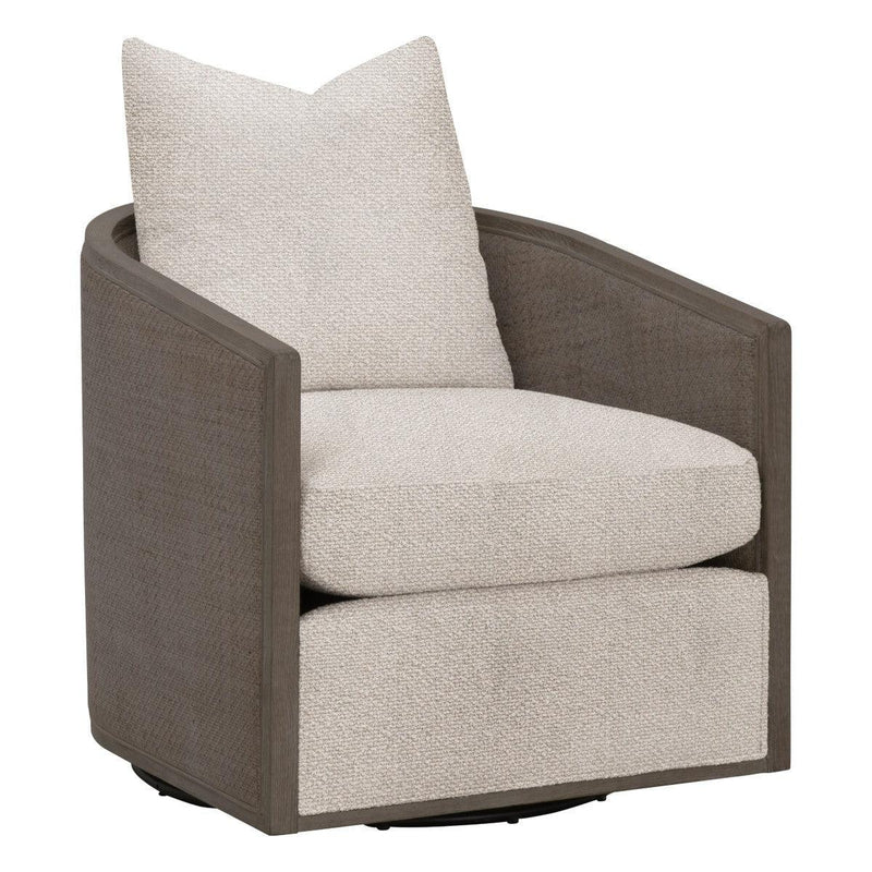 McGuire Wood Matte Brown Swivel Club Armchair Club Chairs LOOMLAN By Essentials For Living