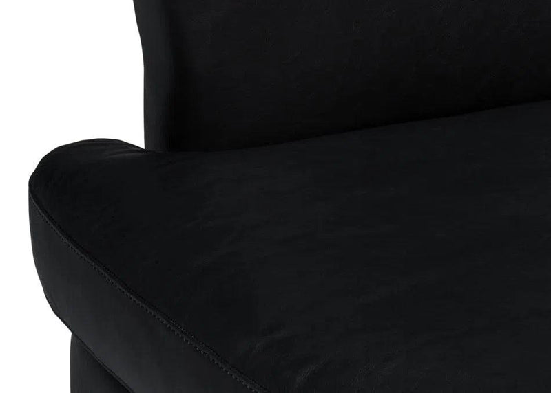 Mcmillan Distilled Wood and Leather Black Sofa Sofas & Loveseats LOOMLAN By Sarreid