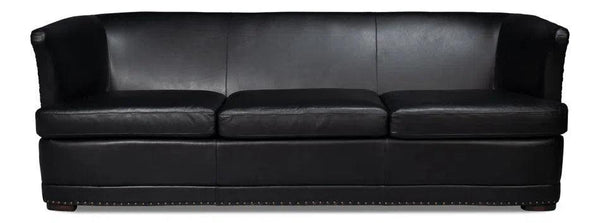 Mcmillan Distilled Wood and Leather Black Sofa Sofas & Loveseats LOOMLAN By Sarreid