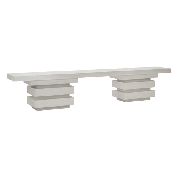 Meditation Rectangle Bench - White Outdoor Bench Outdoor Benches LOOMLAN By Seasonal Living