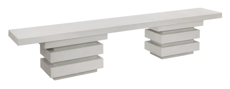 Meditation Rectangle Bench - White Outdoor Bench Outdoor Benches LOOMLAN By Seasonal Living