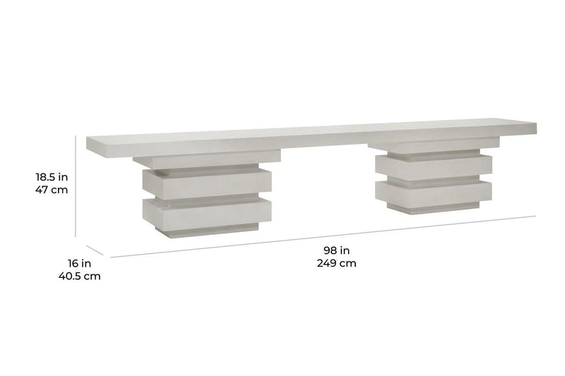 Meditation Rectangle Bench - White Outdoor Bench Outdoor Benches LOOMLAN By Seasonal Living