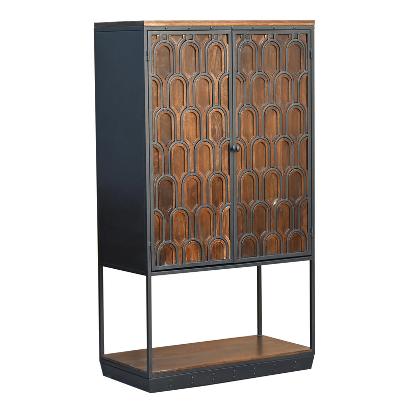 Medrano Wood Brown Tall Cabinet Accent Cabinets LOOMLAN By LOOMLAN