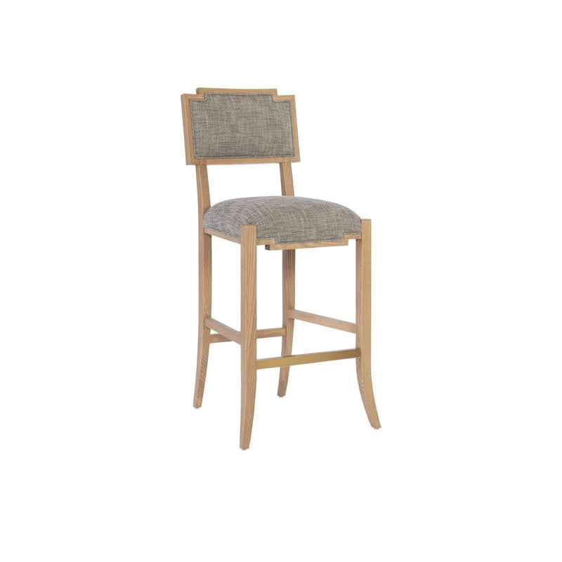 Melanie Blonde Wood and Brass Brown Bar Stool Bar Stools LOOMLAN By Currey & Co