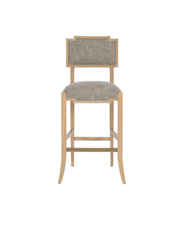 Melanie Blonde Wood and Brass Brown Bar Stool Bar Stools LOOMLAN By Currey & Co